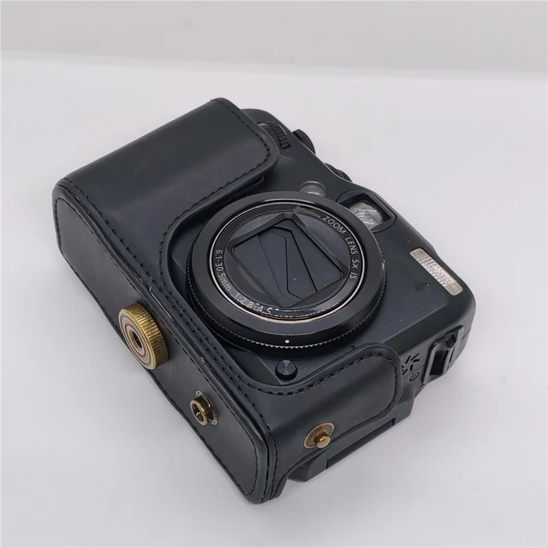 Camera Bag For Canon PowerShot G12 / G11 / G10 Anti Scratch PU Leather Portable Case with Shoulder Strap - Black