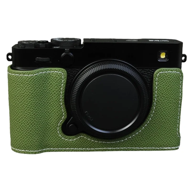 For Fujifilm X-E5 Camera Half Case with Detachable Battery Access PU Leather Protective Cover - Green