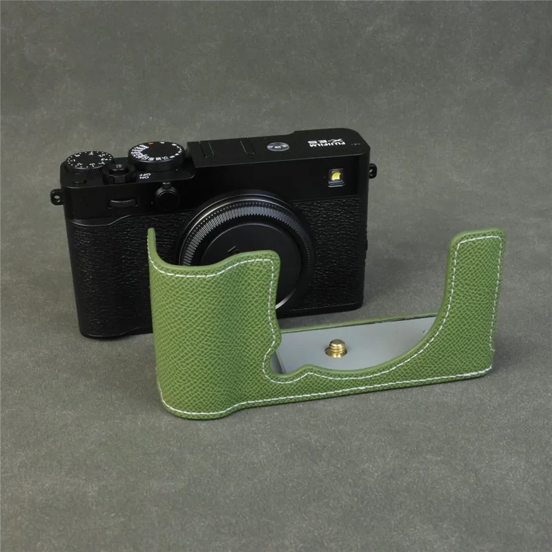 For Fujifilm X-E5 Camera Half Case with Detachable Battery Access PU Leather Protective Cover - Green
