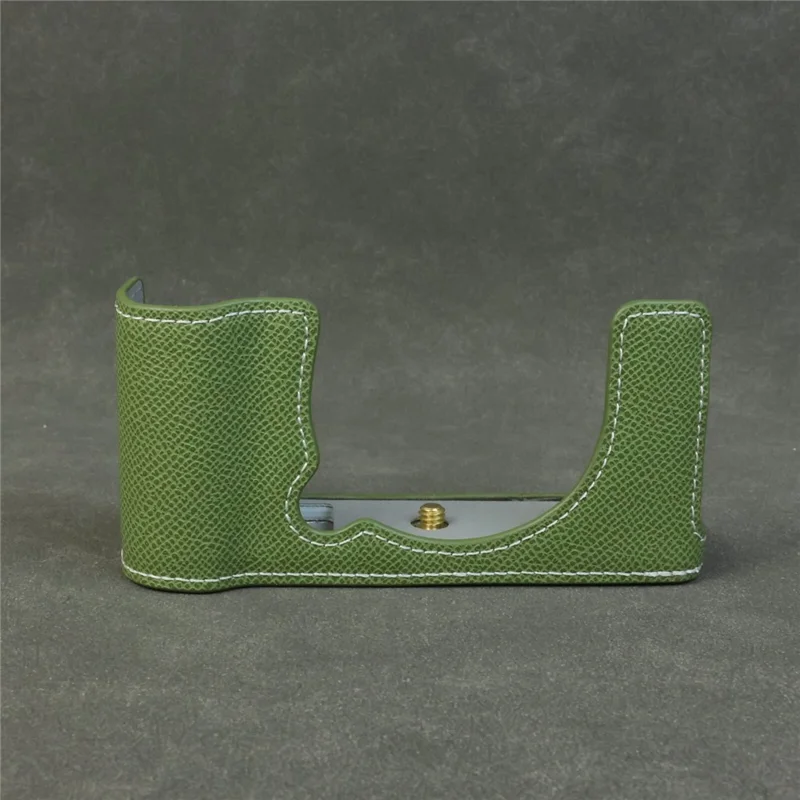 For Fujifilm X-E5 Camera Half Case with Detachable Battery Access PU Leather Protective Cover - Green