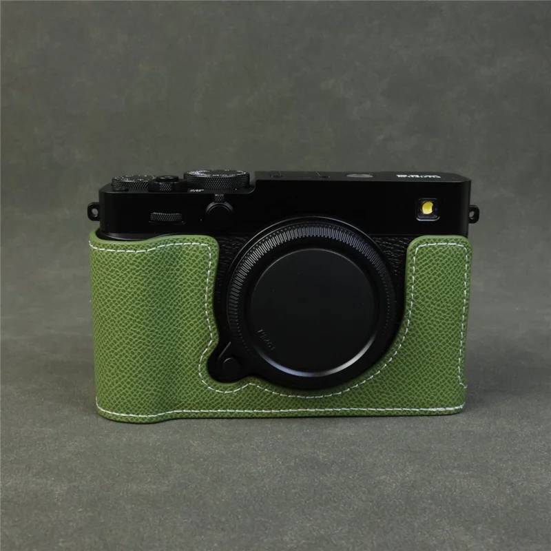 For Fujifilm X-E5 Camera Half Case with Detachable Battery Access PU Leather Protective Cover - Green