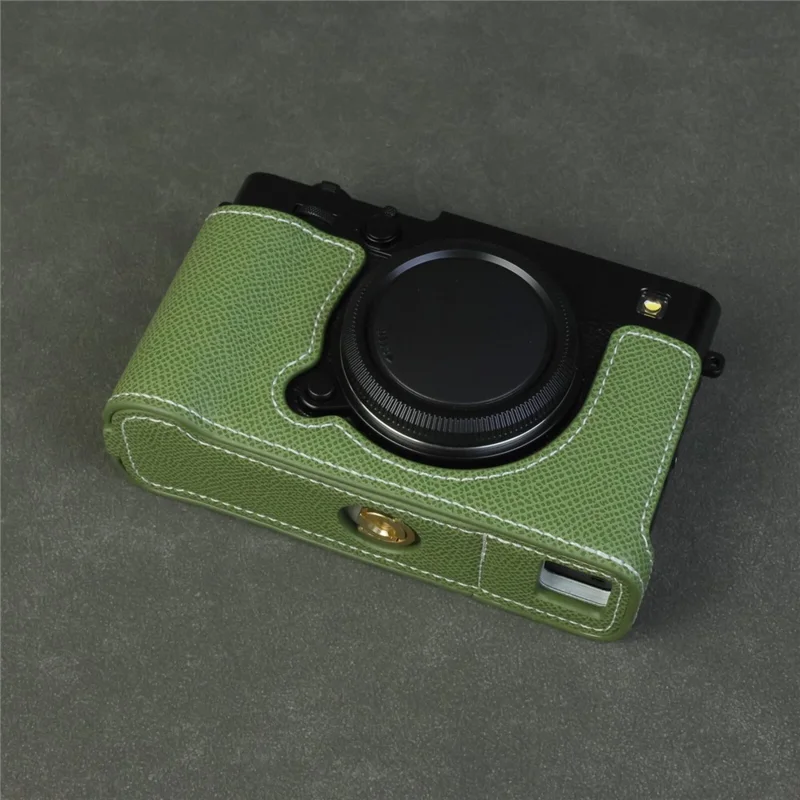 For Fujifilm X-E5 Camera Half Case with Detachable Battery Access PU Leather Protective Cover - Green
