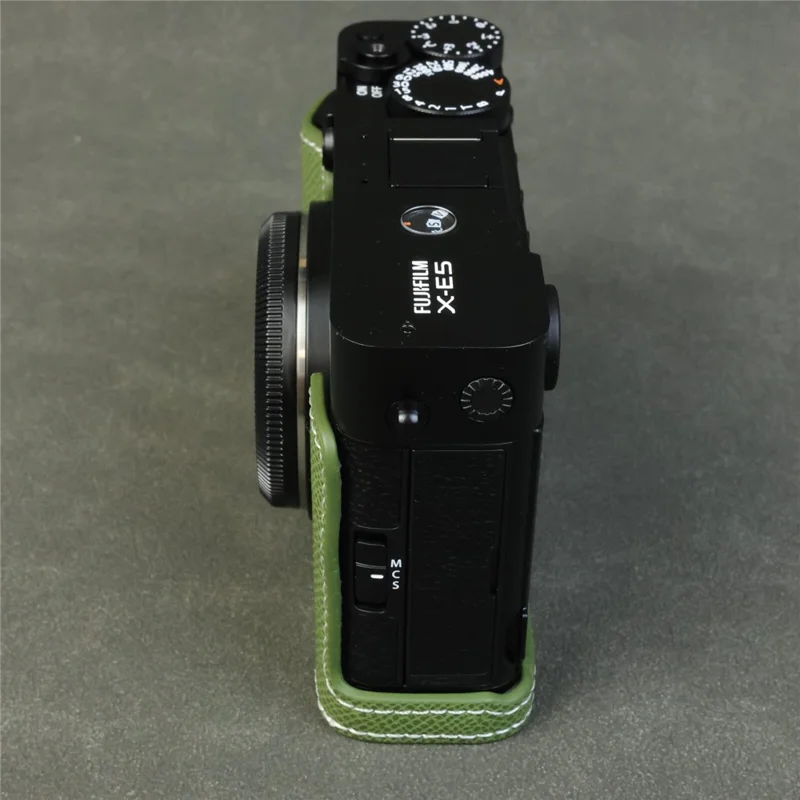For Fujifilm X-E5 Camera Half Case with Detachable Battery Access PU Leather Protective Cover - Green