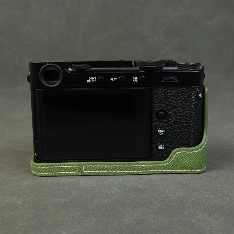 For Fujifilm X-E5 Camera Half Case with Detachable Battery Access PU Leather Protective Cover - Green