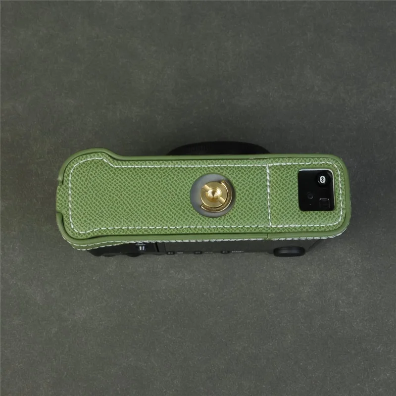 For Fujifilm X-E5 Camera Half Case with Detachable Battery Access PU Leather Protective Cover - Green