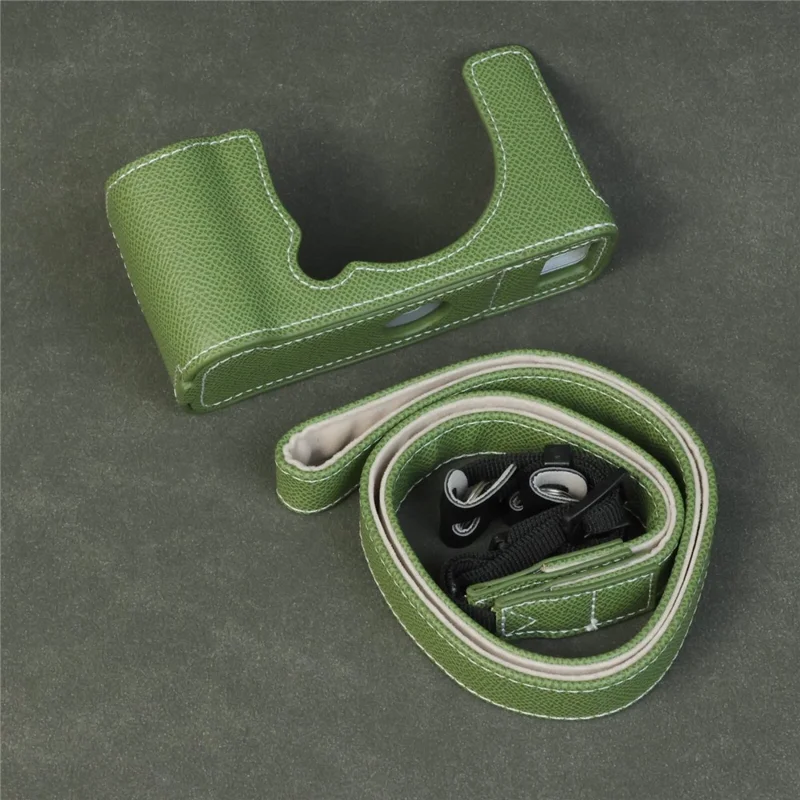 For Fujifilm X-E5 Camera Case with Detachable Battery Access  /  Shoulder Strap - Green