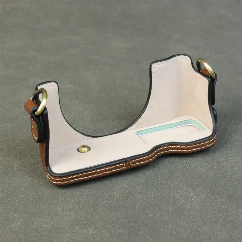 Étui pour appareil photo Sony ZV-1F / ZV-1M2 avec ouverture pour batterie, étui de protection en cuir portable - Café