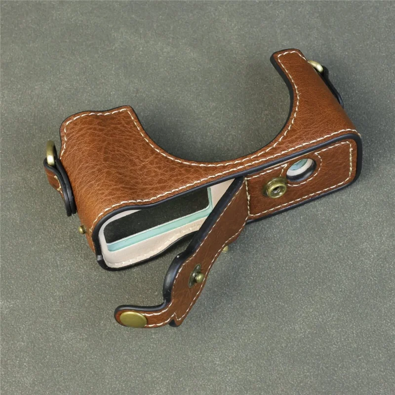 Étui pour appareil photo Sony ZV-1F / ZV-1M2 avec ouverture pour batterie, étui de protection en cuir portable - Café