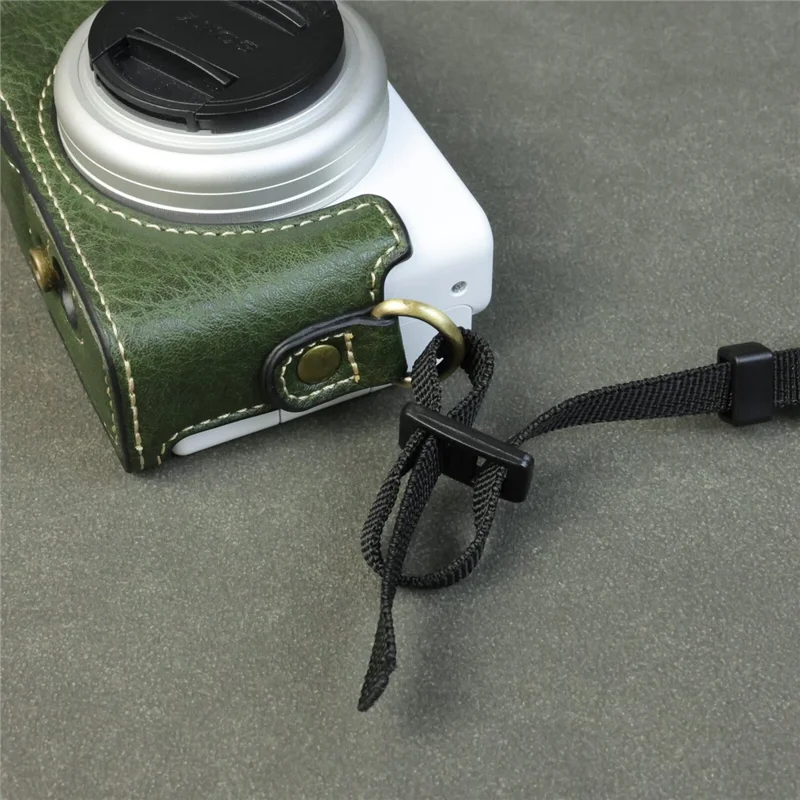 For Sony ZV-1F / ZV-1M2 Camera Case with Battery Opening Portable Leather Camera Protective Cover - Green