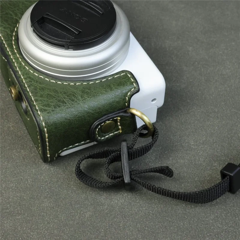 For Sony ZV-1F / ZV-1M2 Camera Case with Battery Opening Portable Leather Camera Protective Cover - Green