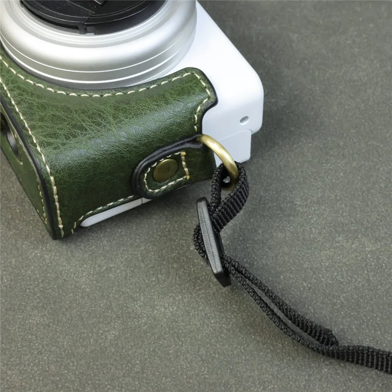 For Sony ZV-1F / ZV-1M2 Camera Case with Battery Opening Portable Leather Camera Protective Cover - Green
