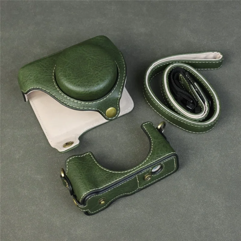 For Sony ZV-1F / ZV-1M2 Camera Case with Battery Opening Portable Leather Camera Protective Cover - Green