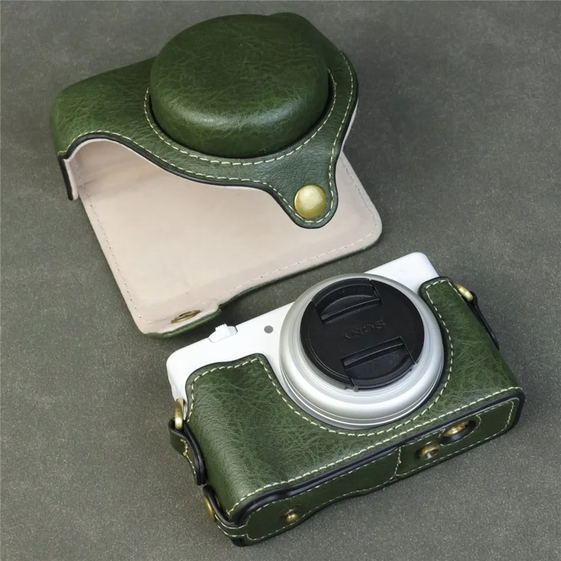 For Sony ZV-1F / ZV-1M2 Camera Case with Battery Opening Portable Leather Camera Protective Cover - Green