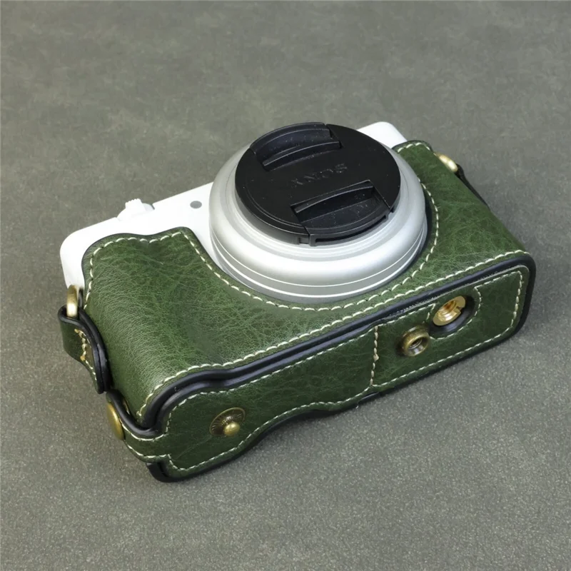 For Sony ZV-1F / ZV-1M2 Camera Case with Battery Opening Portable Leather Camera Protective Cover - Green