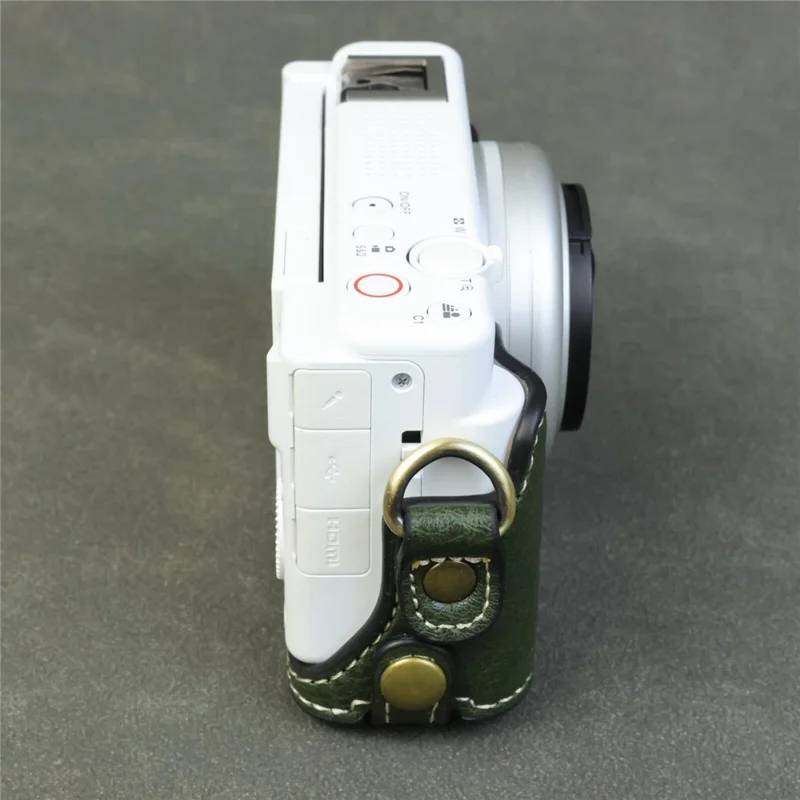 For Sony ZV-1F / ZV-1M2 Camera Case with Battery Opening Portable Leather Camera Protective Cover - Green