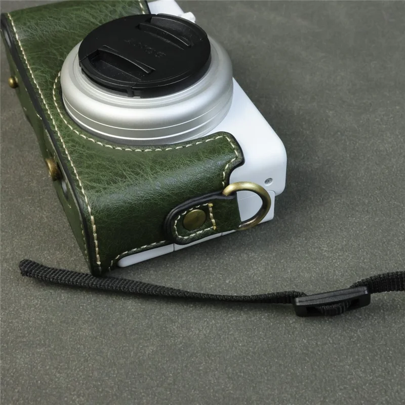 For Sony ZV-1F / ZV-1M2 Camera Case with Battery Opening Portable Leather Camera Protective Cover - Green