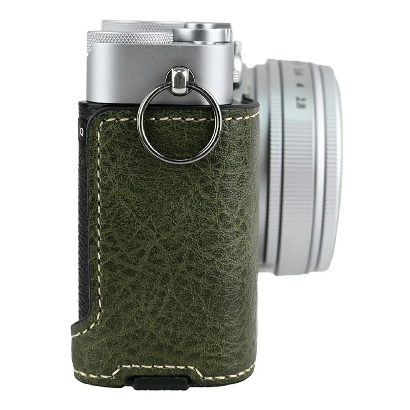 Futerał półobudowy z otworem na baterię dla aparatu Fujifilm X-E5, dolna pokrywa z skóry PU o fakturze litchi z pokrywką obiektywu - zielony