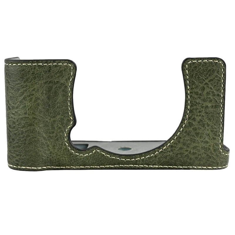 Для Fujifilm X-E5 Камера Полукейс Открытие аккумулятора Текстура Litchi Кожаная нижняя крышка с плечевым ремнем - Зеленый