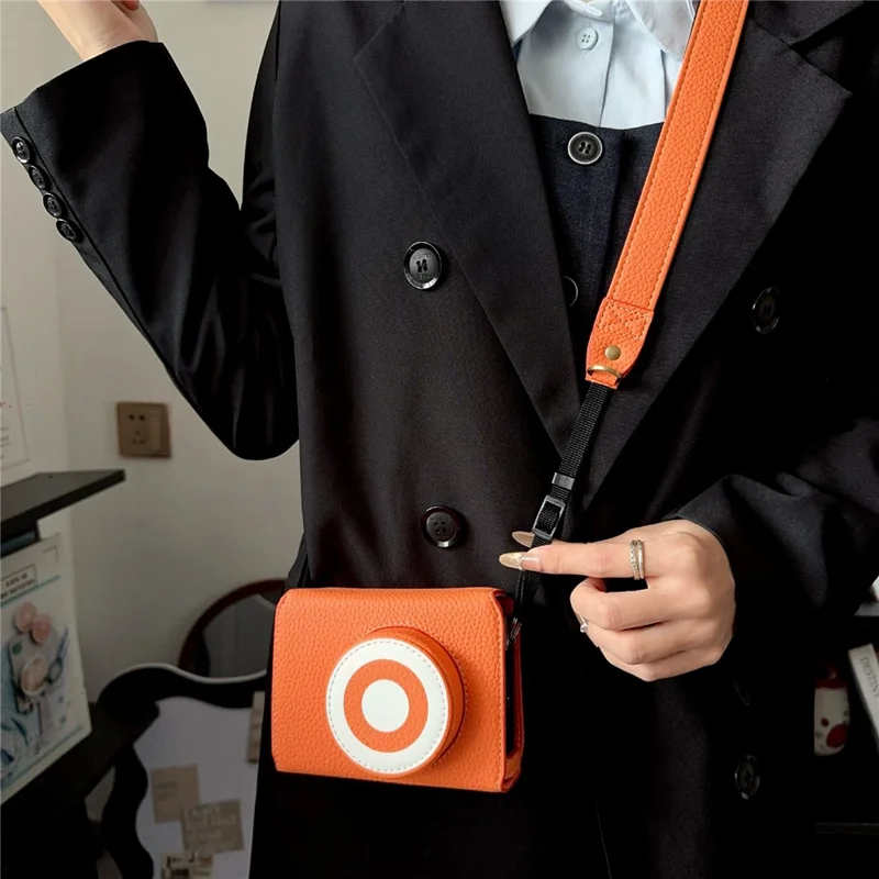 Чехол для камеры Fujifilm X-E5 Кожаный защитный чехол с отделением для хранения батареи Противоцарапающий - Оранжевый