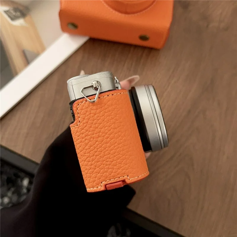 Чехол для камеры Fujifilm X-E5 Кожаный защитный чехол с отделением для хранения батареи Противоцарапающий - Оранжевый