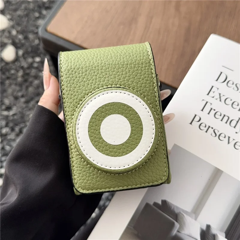 Custodia per Fotocamera con Tracolla per Canon Sony Ricoh Panasonic, Borsa Protettiva in Ecopelle Retrò - Verde