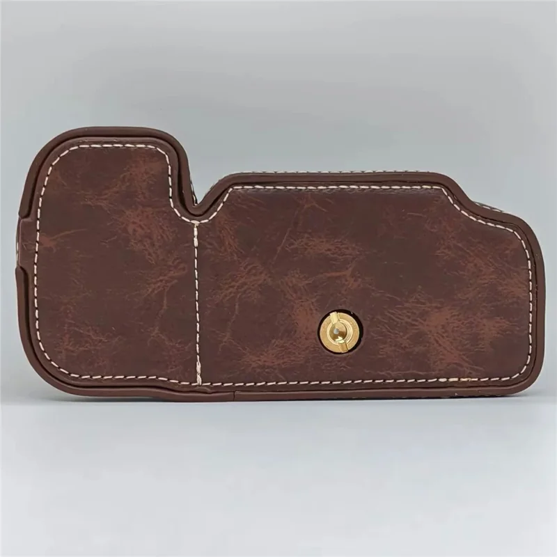 For Nikon D610  /  D600 PU Leather Camera Base Camera Protective Cover with Battery Access - Coffee