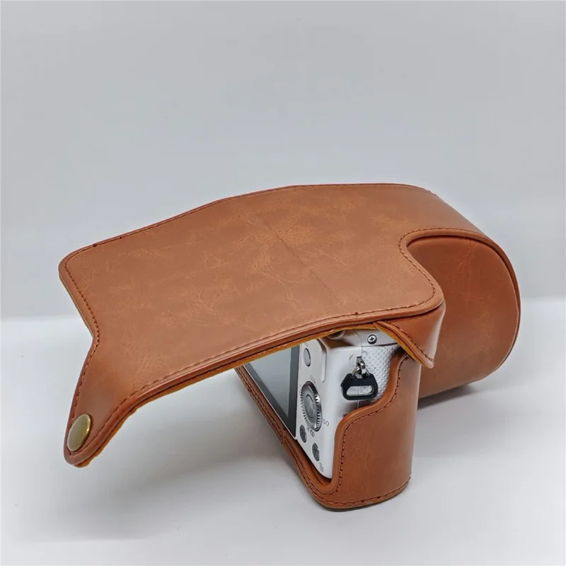 Retro-Lederkameraetui für Sony A5000 / A5100 / NEX3N, PU-Schutzhülle mit Schultergurt - Braun