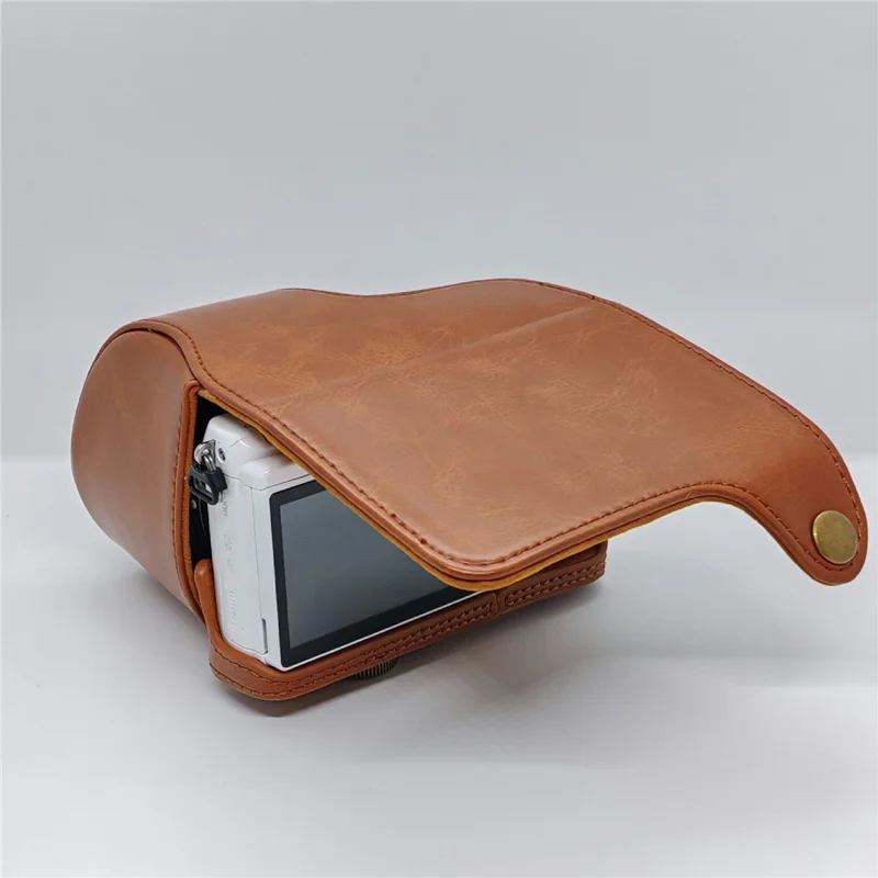 Retro-Lederkameraetui für Sony A5000 / A5100 / NEX3N, PU-Schutzhülle mit Schultergurt - Braun