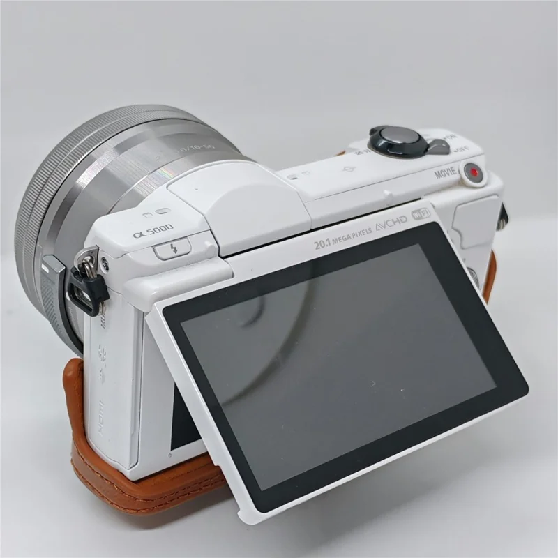 Retro-Lederkameraetui für Sony A5000 / A5100 / NEX3N, PU-Schutzhülle mit Schultergurt - Braun