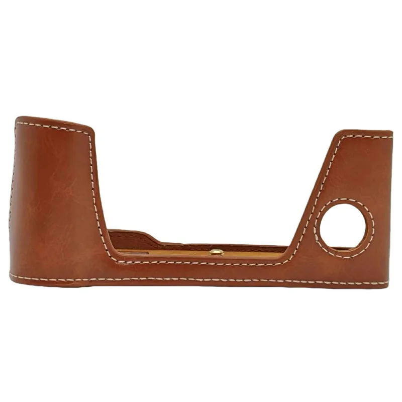 For Fujifilm X-Pro2 Camera Half Case PU Leather Camera Protective Cover with with Removable Battery Access Hole - Brown