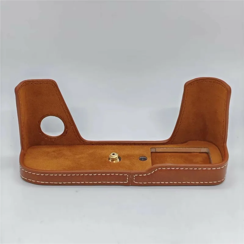For Fujifilm X-Pro2 Camera Half Case PU Leather Camera Protective Cover with with Removable Battery Access Hole - Brown