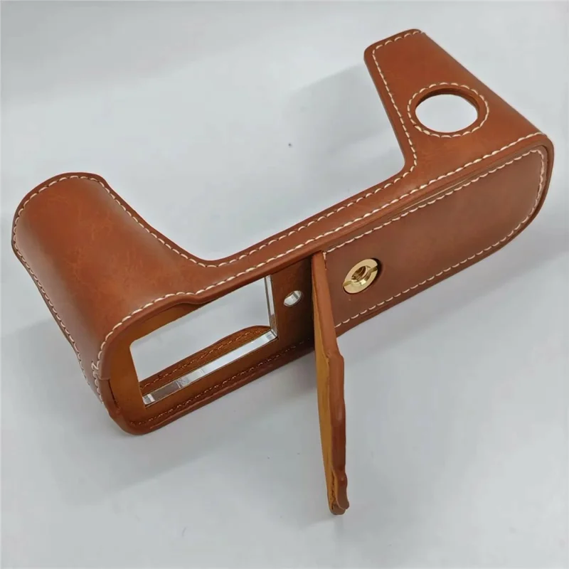 For Fujifilm X-Pro2 Camera Half Case PU Leather Camera Protective Cover with with Removable Battery Access Hole - Brown