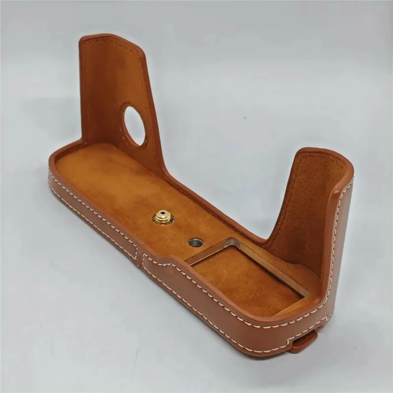 For Fujifilm X-Pro2 Camera Half Case PU Leather Camera Protective Cover with with Removable Battery Access Hole - Brown