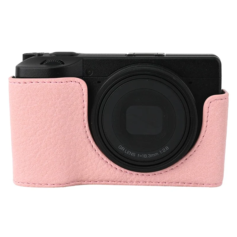 Per Ricoh GR III / GR IV Custodia Protettiva per Fotocamera in Pelle PU con Texture Litchi con Foro per Vite del Treppiede e Accesso alla Batteria - Rosa