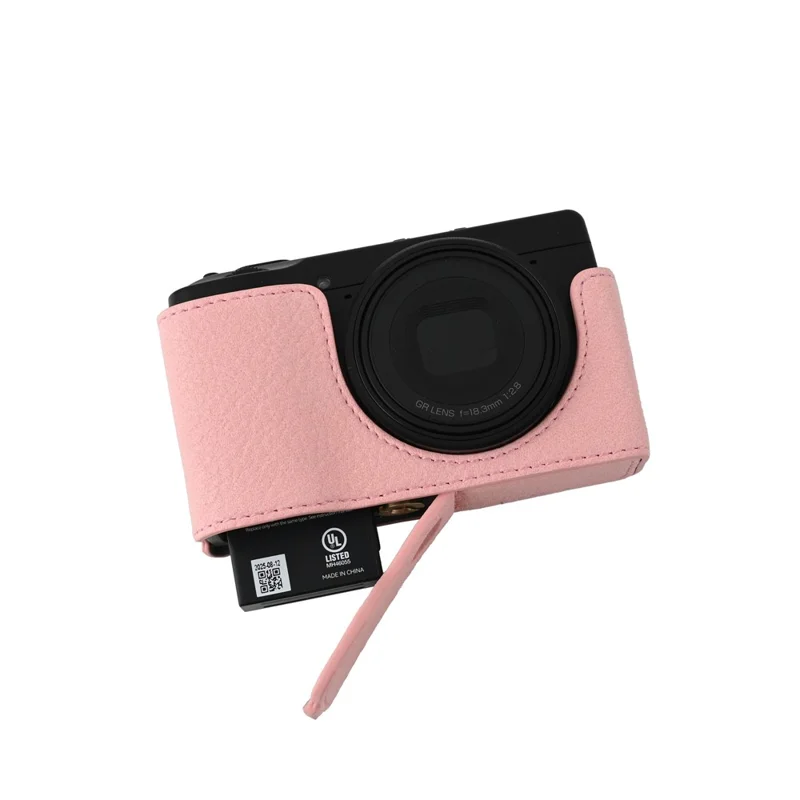 Per Ricoh GR III / GR IV Custodia Protettiva per Fotocamera in Pelle PU con Texture Litchi con Foro per Vite del Treppiede e Accesso alla Batteria - Rosa