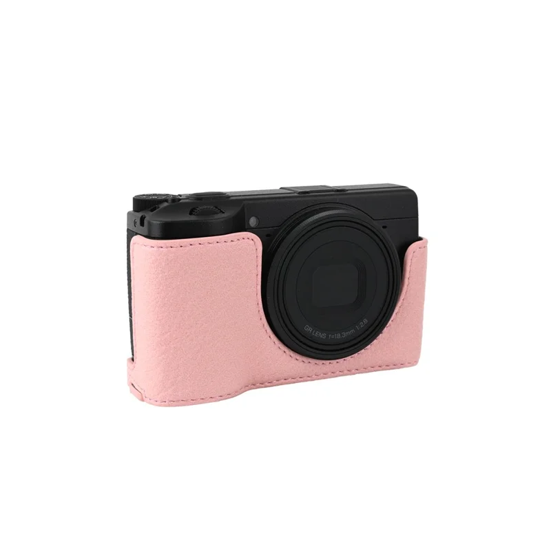 Per Ricoh GR III / GR IV Custodia Protettiva per Fotocamera in Pelle PU con Texture Litchi con Foro per Vite del Treppiede e Accesso alla Batteria - Rosa