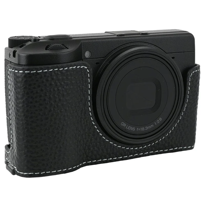 Genuine Leather Camera Base for Ricoh GR III  /  GR IV Protective Camera Case with Tripod Screw and Battery Access - Black