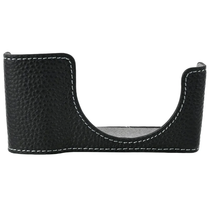 For Ricoh GR III  /  GR IV Camera Case Genuine Leather Base with Shoulder Strap and Tripod Screw Hole - Black