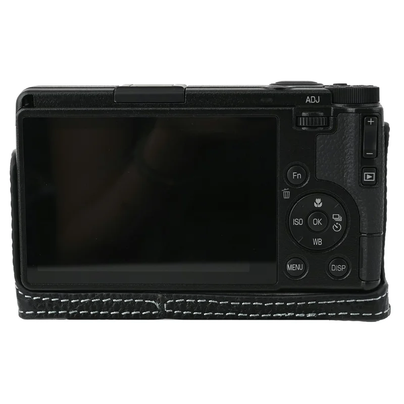 For Ricoh GR III  /  GR IV Camera Case Genuine Leather Base with Shoulder Strap and Tripod Screw Hole - Black