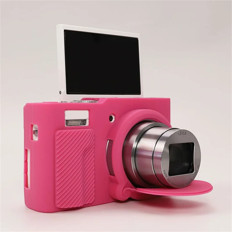 Étui pour appareil photo Panasonic Lumix DMC-ZS99 / DMC-TZ99, housse de protection en silicone absorbant les chocs et anti-rayures - Rouge Rose