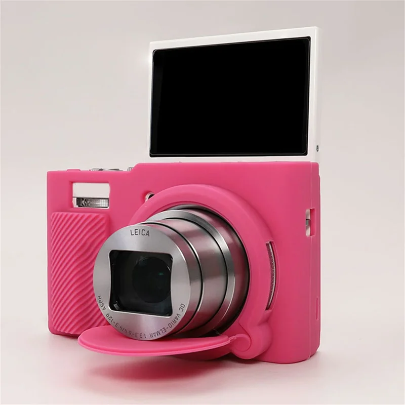 Étui pour appareil photo Panasonic Lumix DMC-ZS99 / DMC-TZ99, housse de protection en silicone absorbant les chocs et anti-rayures - Rouge Rose