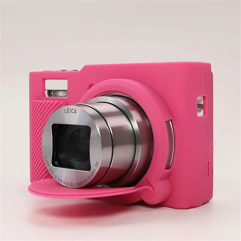 Étui pour appareil photo Panasonic Lumix DMC-ZS99 / DMC-TZ99, housse de protection en silicone absorbant les chocs et anti-rayures - Rouge Rose
