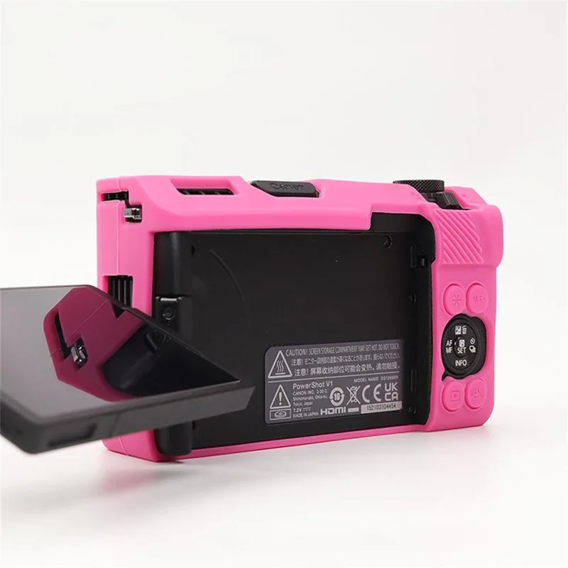 Capa Protectora em Silicone Brilhante para Câmara Canon PowerShot V1, Capa em Silicone Resistente a Choques e à Poeira - Vermelho-Rosa