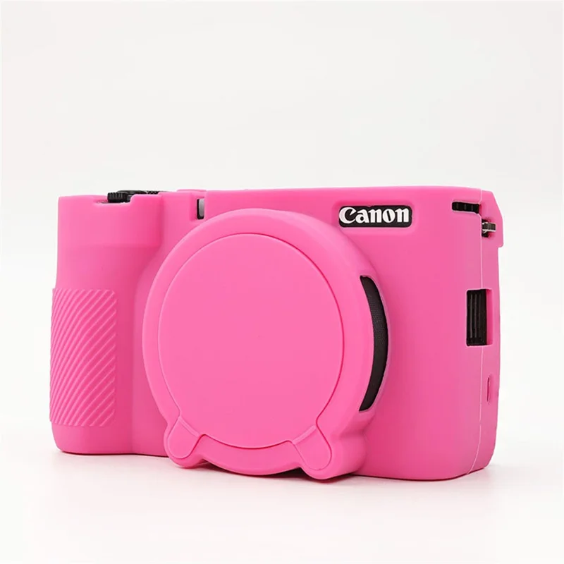 Capa Protectora em Silicone Brilhante para Câmara Canon PowerShot V1, Capa em Silicone Resistente a Choques e à Poeira - Vermelho-Rosa