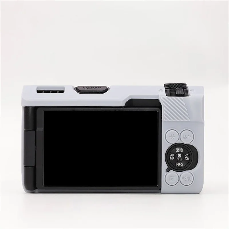 غطاء سيليكون لامع للكاميرا Canon PowerShot V1، غطاء واقي مقاوم للصدمات والغبار - رمادي