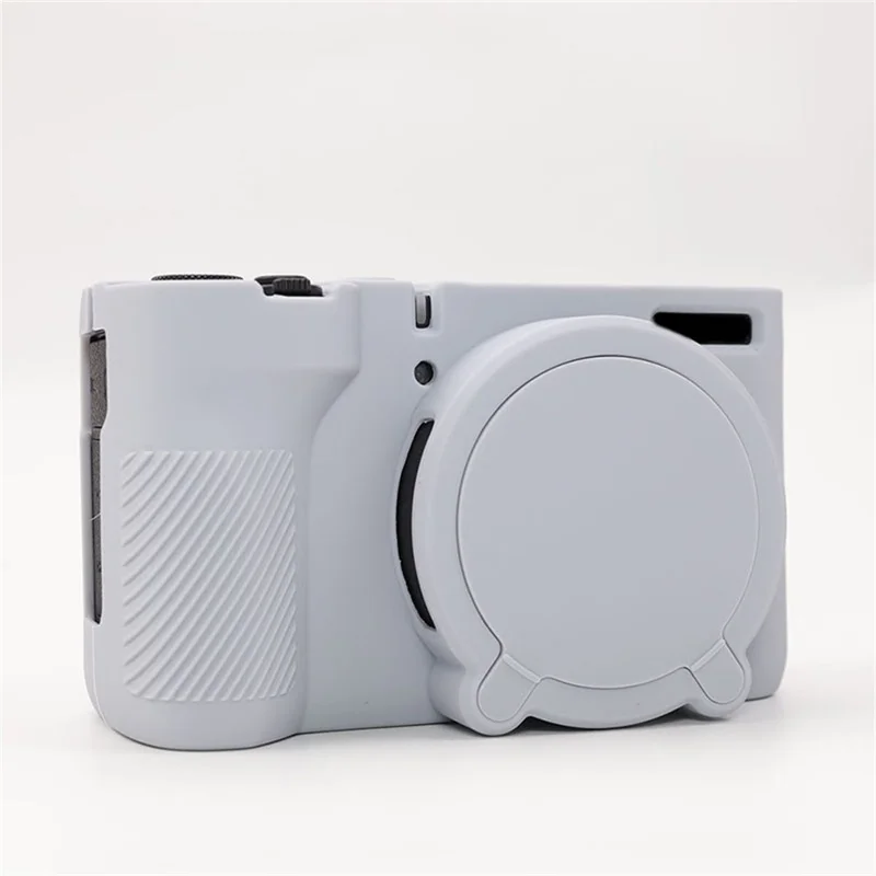 غطاء سيليكون لامع للكاميرا Canon PowerShot V1، غطاء واقي مقاوم للصدمات والغبار - رمادي