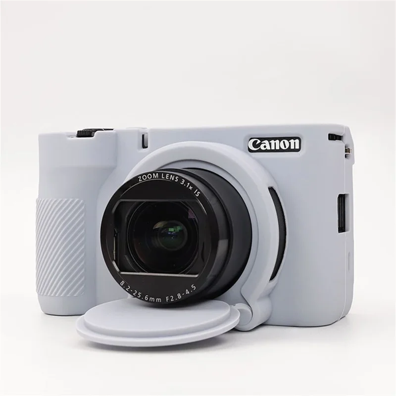غطاء سيليكون لامع للكاميرا Canon PowerShot V1، غطاء واقي مقاوم للصدمات والغبار - رمادي