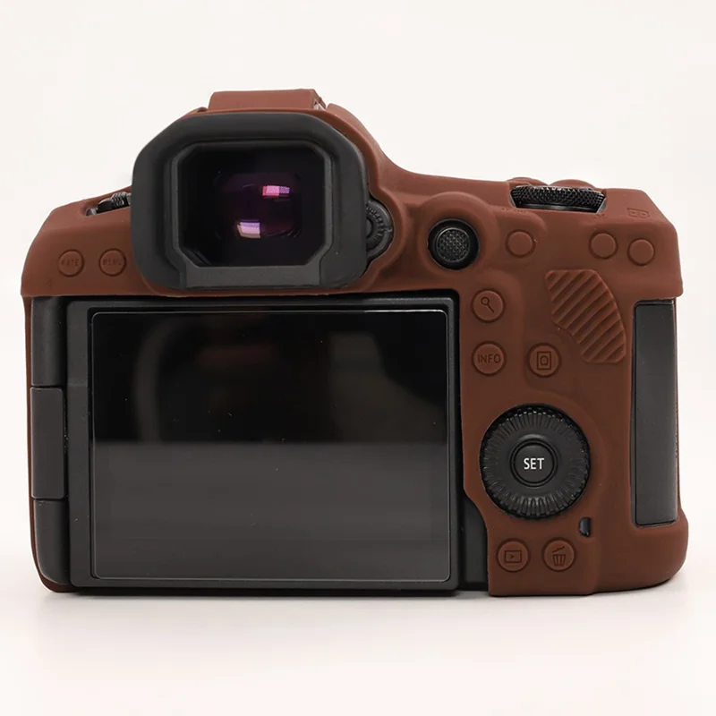 Étui brillant pour Canon EOS R5 Mark II, housse de protection en silicone anti-rayures - Café