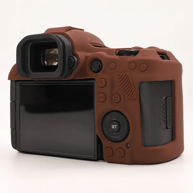 Étui brillant pour Canon EOS R5 Mark II, housse de protection en silicone anti-rayures - Café