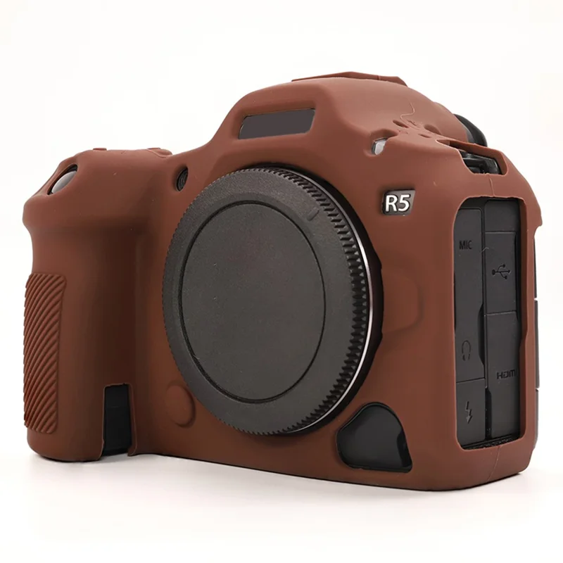 Étui brillant pour Canon EOS R5 Mark II, housse de protection en silicone anti-rayures - Café